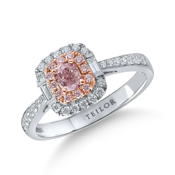 Inel din aur alb cu diamante roz de 0.4ct si diamante incolore de 0.3ct