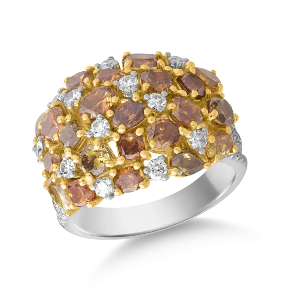 Inel din aur alb cu fancy diamonds de 4.26 si diamante transparente de 0.65ct
