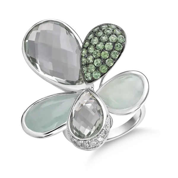 Inel din aur alb cu pietre pretioase si semipretioase de 21.8ct