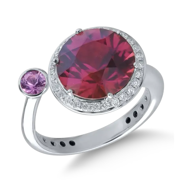 Inel din aur alb cu pietre pretioase si semipretioase de 4.56ct