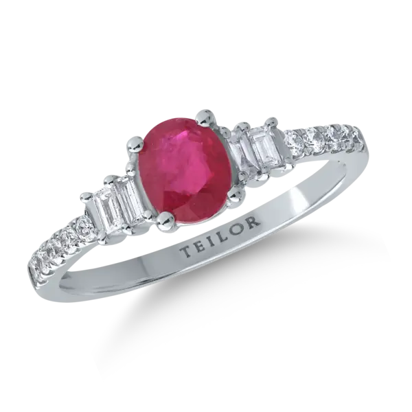 Inel din aur alb cu rubin de 0.75ct si diamante de 0.25ct