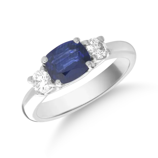 Inel din aur alb cu safir de 1.4ct si diamante de 0.3ct