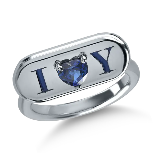 Inel din aur alb cu safir heart de 0.6ct