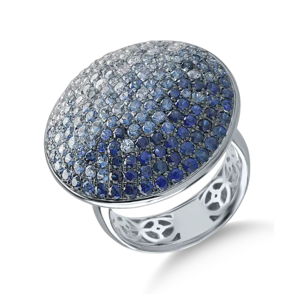 Inel din aur alb cu safire albastre de 3.32ct si diamante de 0.69ct