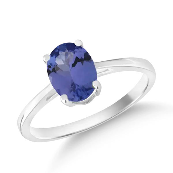 Inel din aur alb cu tanzanit oval de 1.19ct