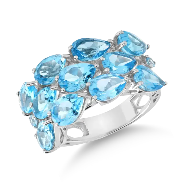 Inel din aur alb cu topaze albastre de 9.56ct