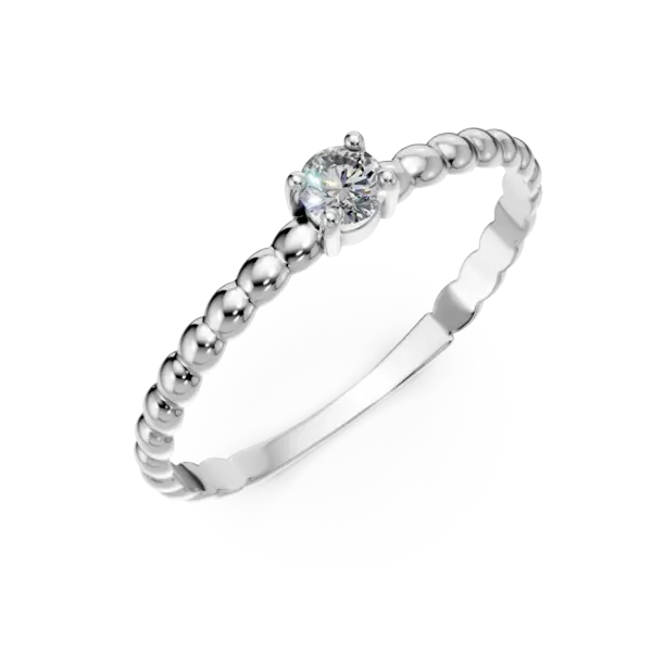 Inel din aur alb cu zirconia solitaire