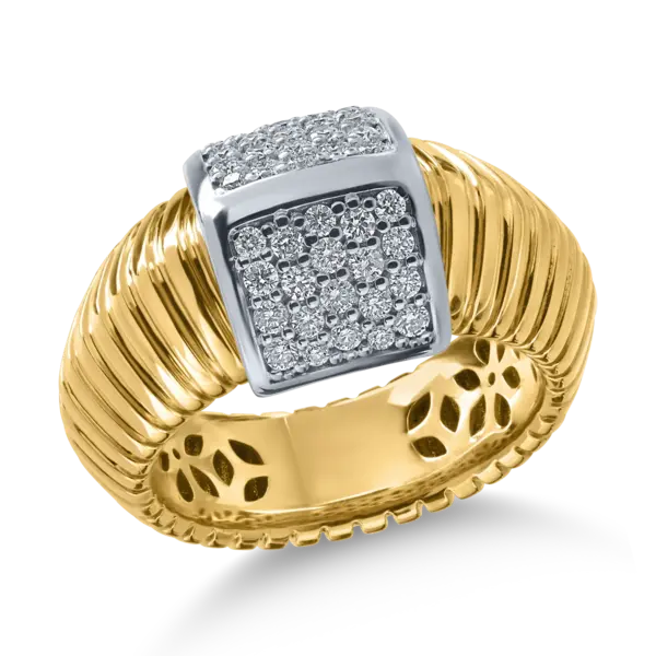 Inel din aur alb-galben cu diamante de 0.44ct