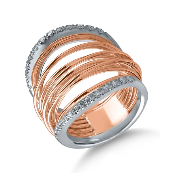 Inel din aur alb-roz cu diamante de 0.25ct
