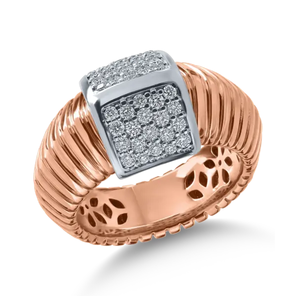 Inel din aur alb-roz cu diamante de 0.44ct