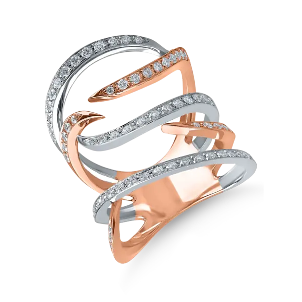 Inel din aur alb-roz cu diamante de 0.75ct