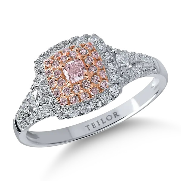 Inel din aur alb-roz cu diamante de 0.7ct