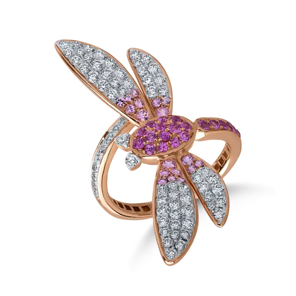 Inel din aur alb-roz cu diamante de 0.9ct si safire de 0.64ct