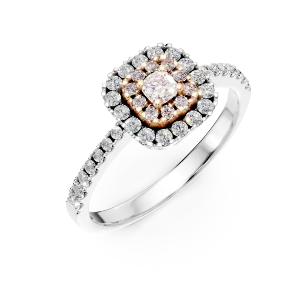 Inel din aur alb-roz cu diamante roz de 0.24ct si diamante transparente de 0.37ct