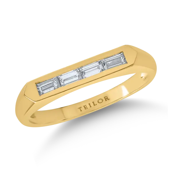 Inel din aur galben cu diamante baguette de 0.29ct