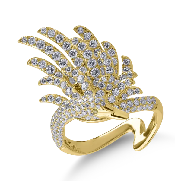 Inel din aur galben cu diamante incolore de 1.8ct si diamante galbene de 0.01ct
