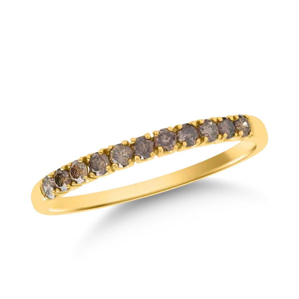 Inel din aur galben cu diamante maro de 0.33ct
