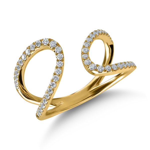 Inel din aur galben cu diamante marquise si rotunde de 0.4ct