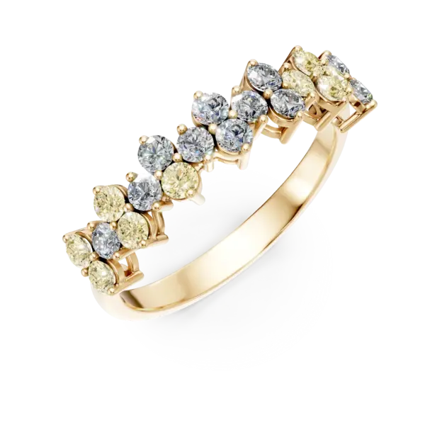 Inel din aur galben cu diamante multicolore de 0.89ct