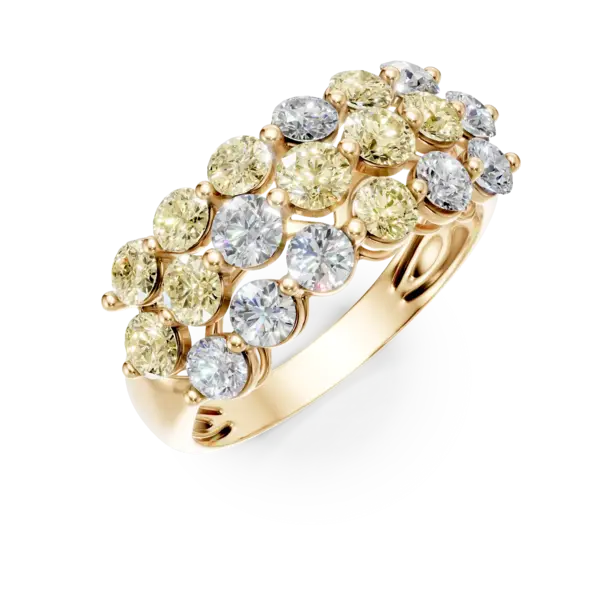 Inel din aur galben cu diamante multicolore de 2.28ct