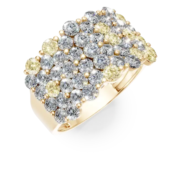 Inel din aur galben cu diamante multicolore de 2.9ct