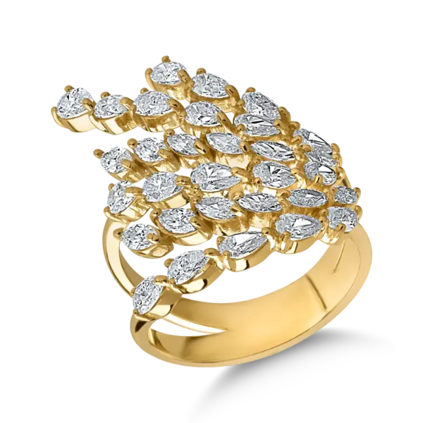 Inel din aur galben cu diamante pear si marquise de 2.4ct