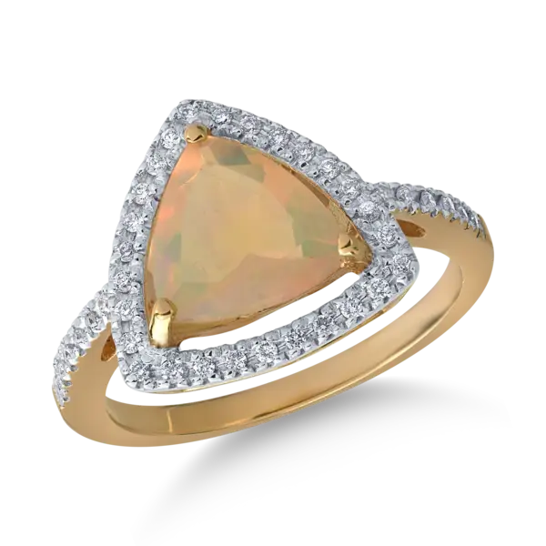 Inel din aur galben cu opal trillion de 1.2ct si diamante de 0.1ct