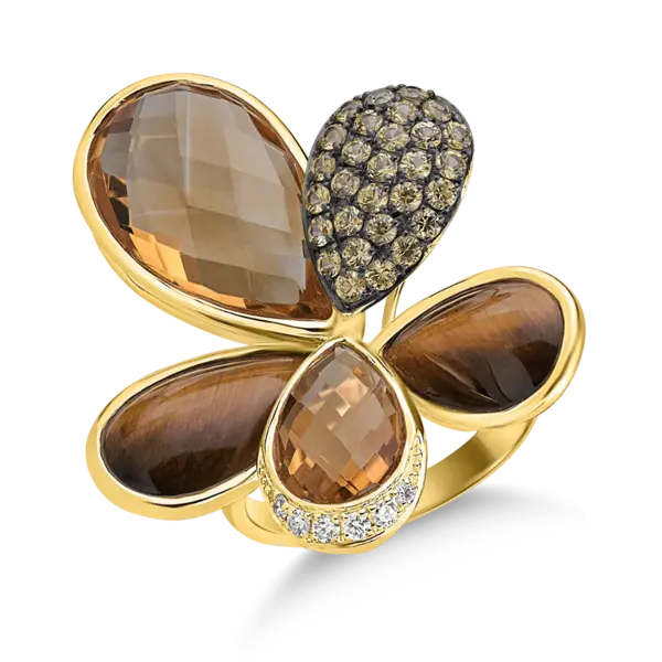 Inel din aur galben cu pietre pretioase si semipretioase de 21.5ct