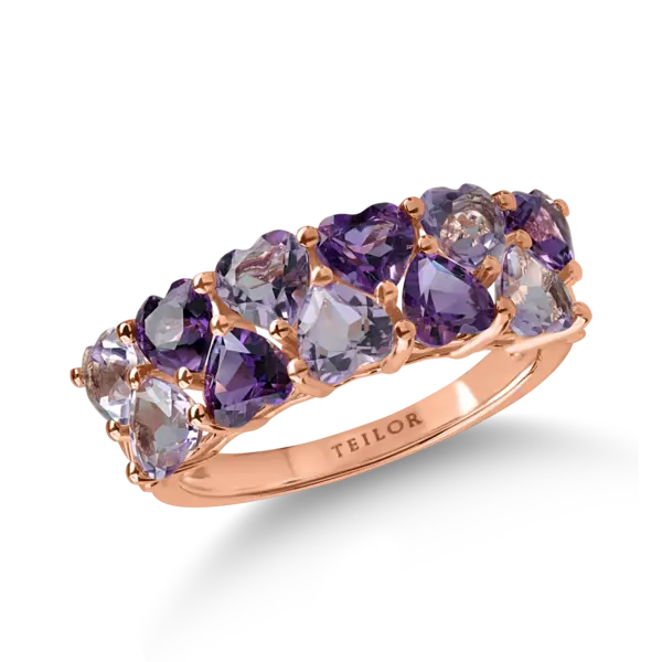 Inel din aur roz cu ametiste heart de 2.2ct