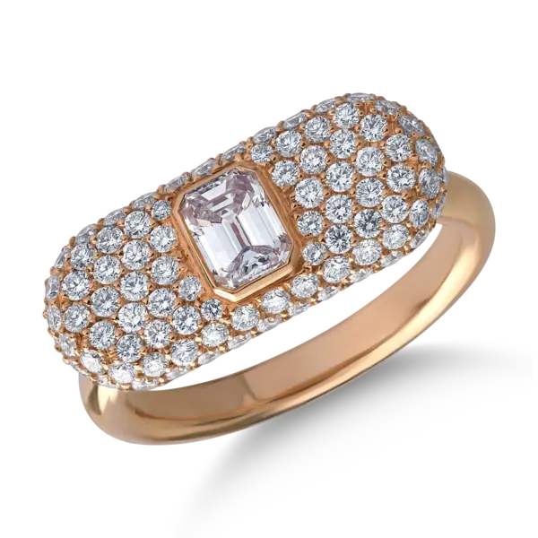 Inel din aur roz cu diamant octogonal de 0.5ct si diamante de 0.9ct