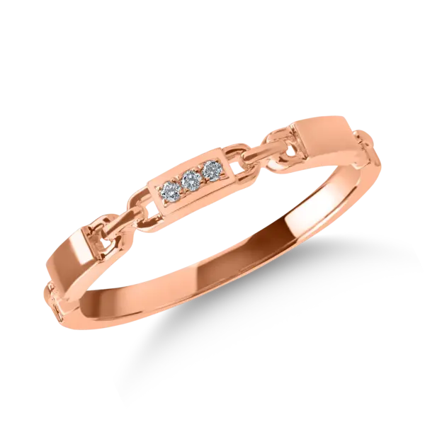 Inel din aur roz cu diamante de 0.01ct