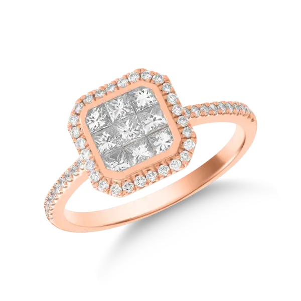 Inel din aur roz cu diamante de 0.63ct