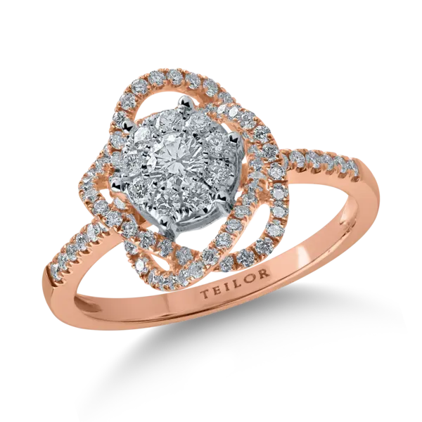 Inel din aur roz cu diamante de 0.6ct