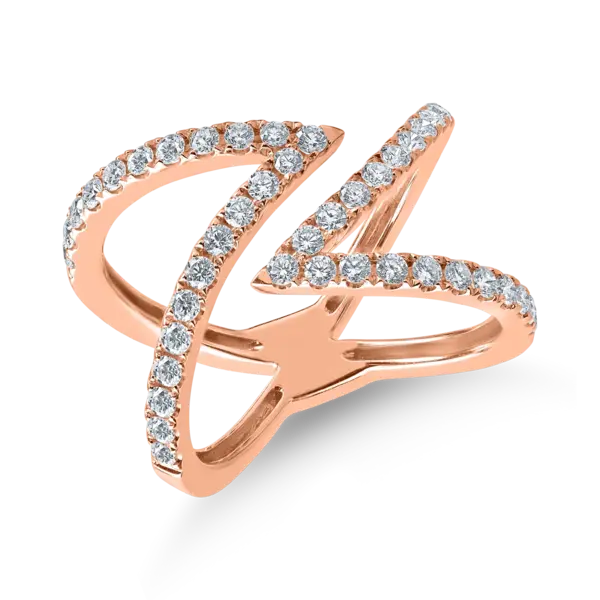 Inel din aur roz cu diamante de 0.8ct