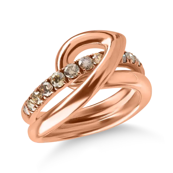 Inel din aur roz cu diamante maro de 0.73ct