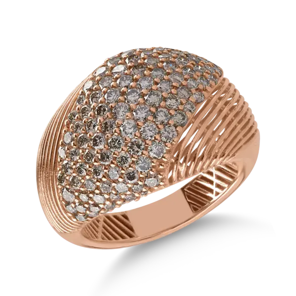 Inel din aur roz cu diamante maro de 1.93ct