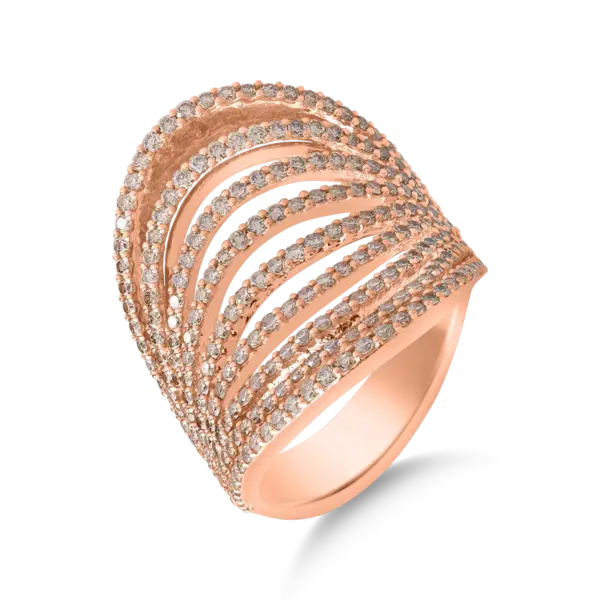Inel din aur roz cu diamante maro de 2.18ct
