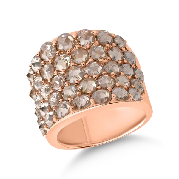 Inel din aur roz cu diamante maro taietura rose de 6.45ct