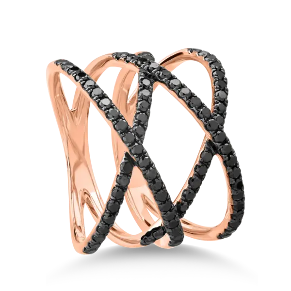 Inel din aur roz cu diamante negre microsetting de 0.7ct