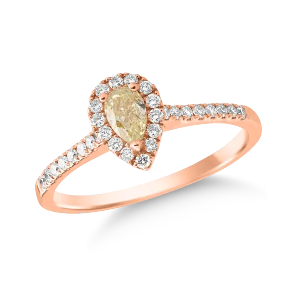 Inel din aur roz cu fancy diamond de 0.3ct si diamante transparente de 0.24ct