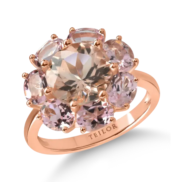 Inel din aur roz cu morganit de 2.2ct si turmaline roz de 2.4ct