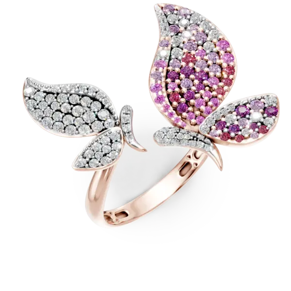 Inel din aur roz cu pietre pretioase de 1.75ct