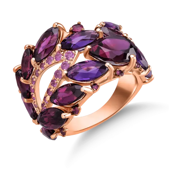 Inel din aur roz cu pietre pretioase si semipretioase de 10.5ct