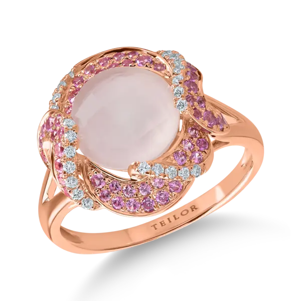 Inel din aur roz cu pietre pretioase si semipretioase de 3.4ct