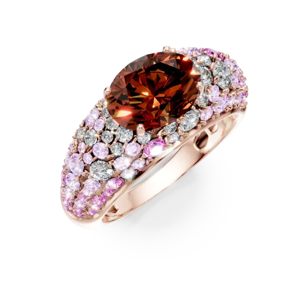 Inel din aur roz cu pietre pretioase si semipretioase de 4.1ct