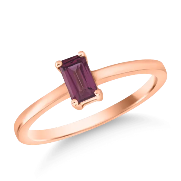 Inel din aur roz cu rodolit rectangular de 0.3ct
