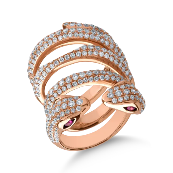 Inel din aur roz cu rubine de 0.12ct si diamante de 6.08ct