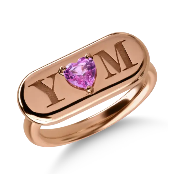 Inel din aur roz cu safir roz heart de 0.4ct