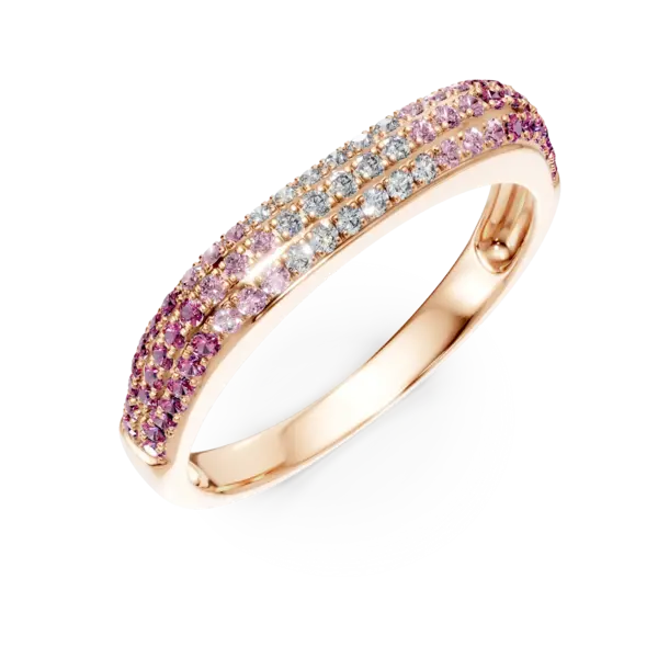 Inel din aur roz cu safire de 0.43ct si diamante de 0.12ct