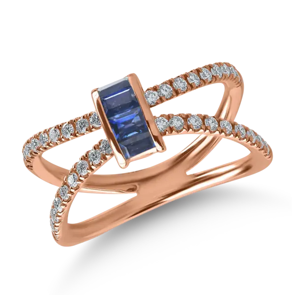 Inel din aur roz cu safire de 0.48ct si diamante de 0.34ct